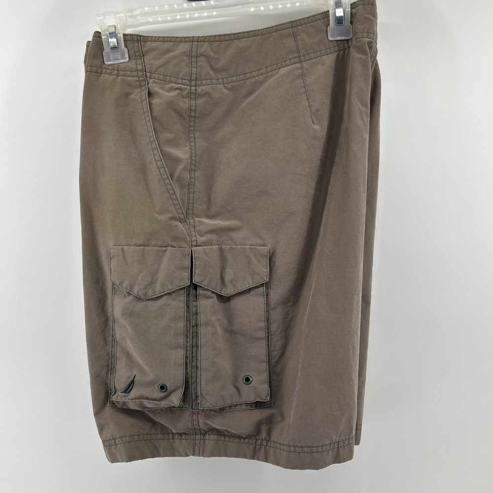 Nautica Shorts Men's 36 Khaki Brown Flat Cotton Utility Cargo Outdoor Hiking